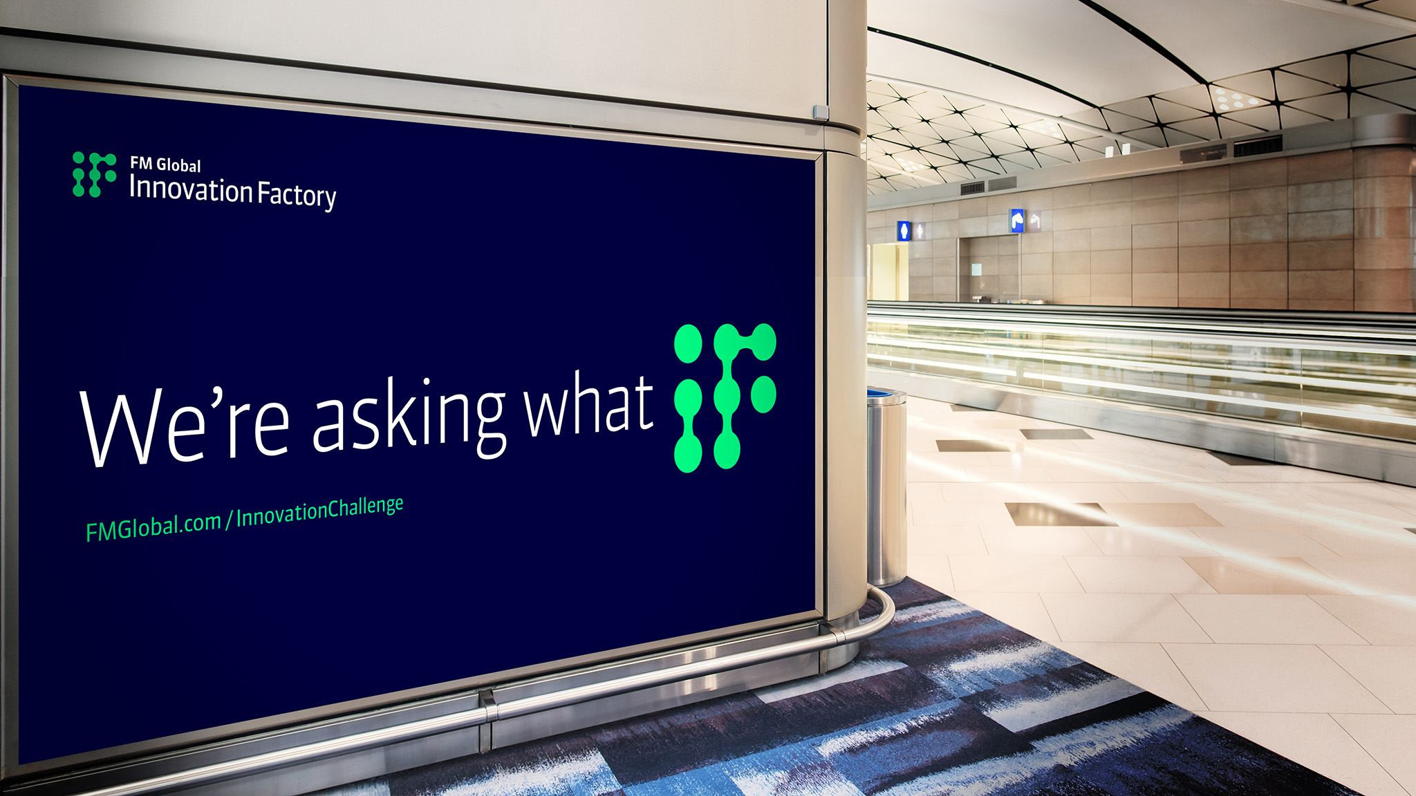 FM Global Innovation Factory airport sign
