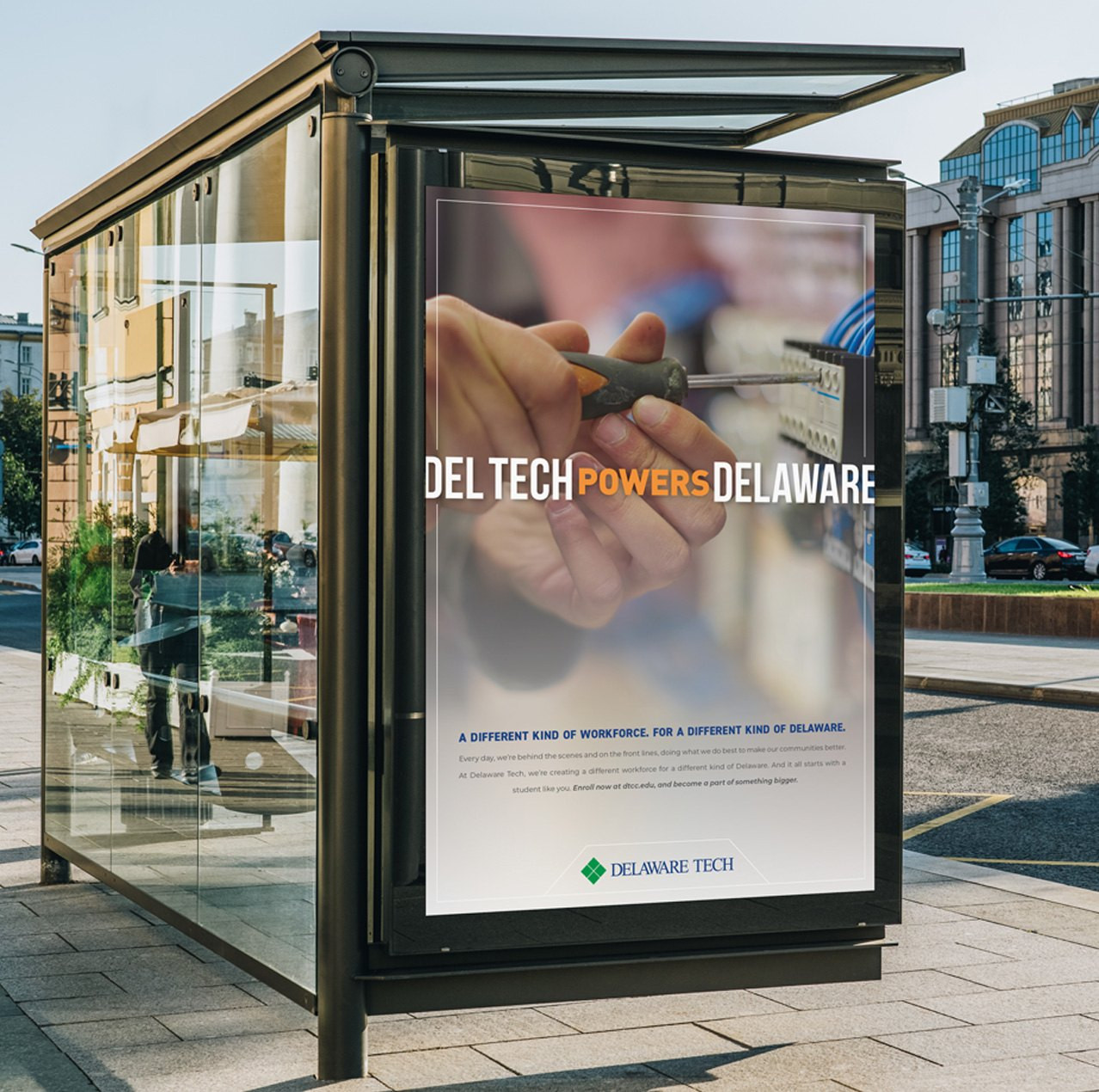 Del Tech bus shelter