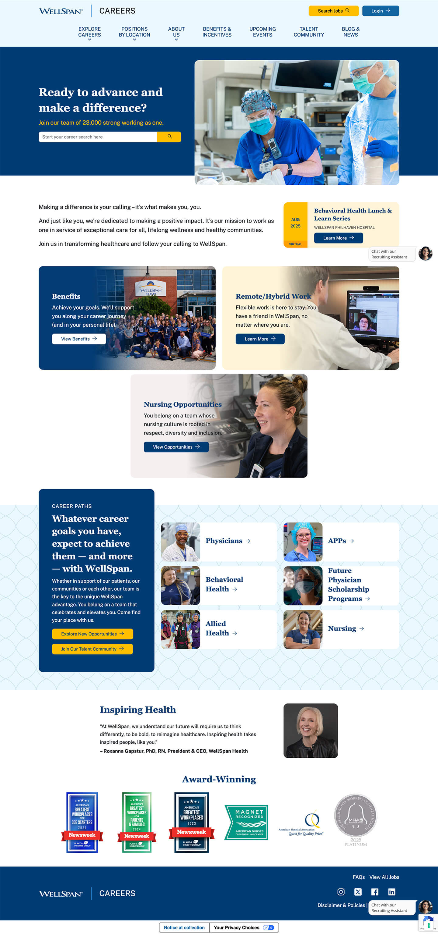 WellSpan Health careers site