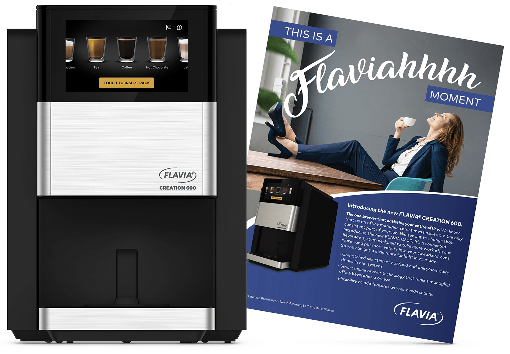 Flavia coffee machine and print ad