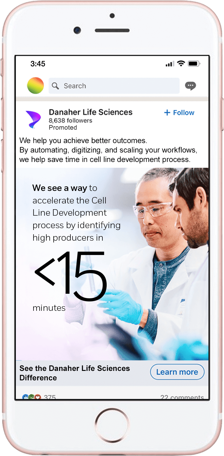 Danaher Life Sciences social media campaign ad