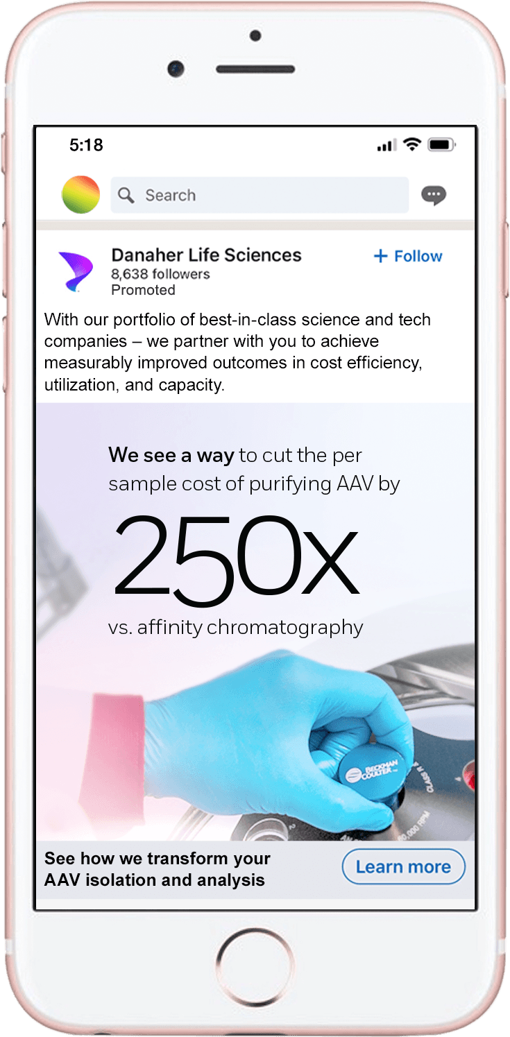 Danaher Life Sciences social media campaign ad