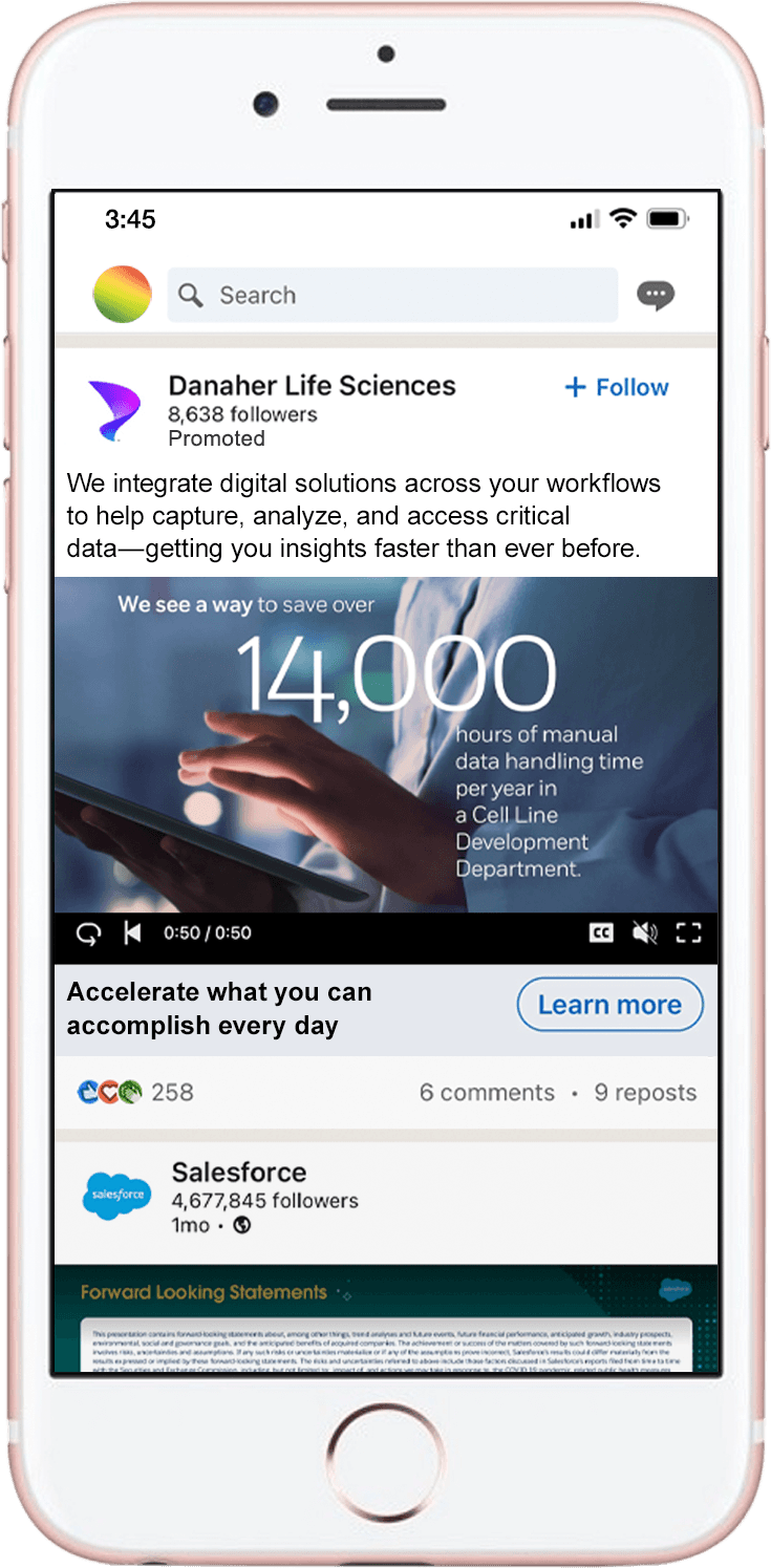 Danaher Life Sciences social media campaign ad