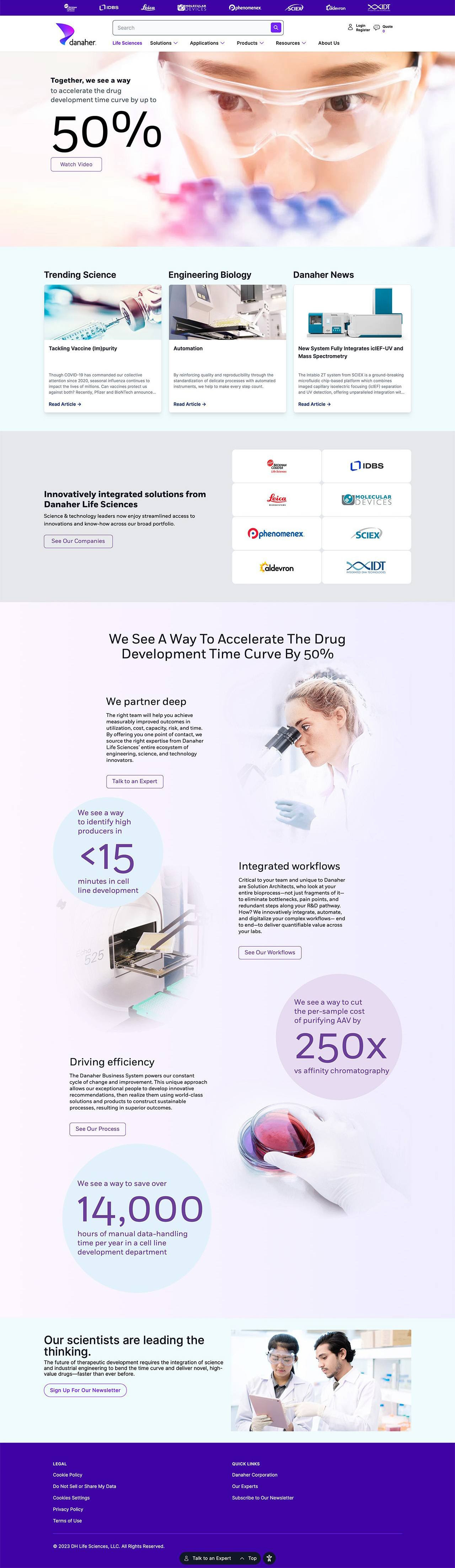 Danaher Life Sciences website