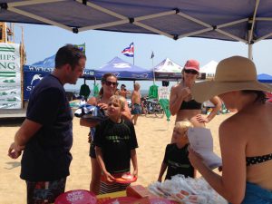 Educating beach-goers in Dewey about protecting their skin.
